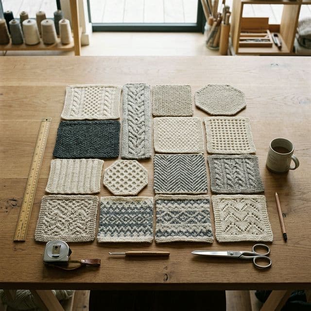 Abstract panel planning study with measured blocks