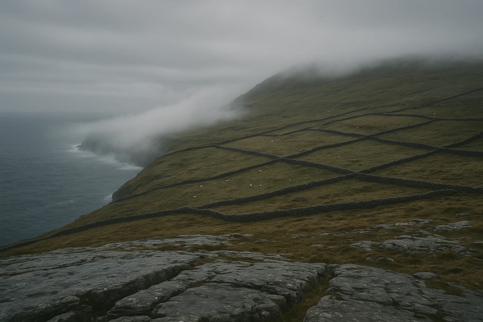 Island weather over Atlantic grass